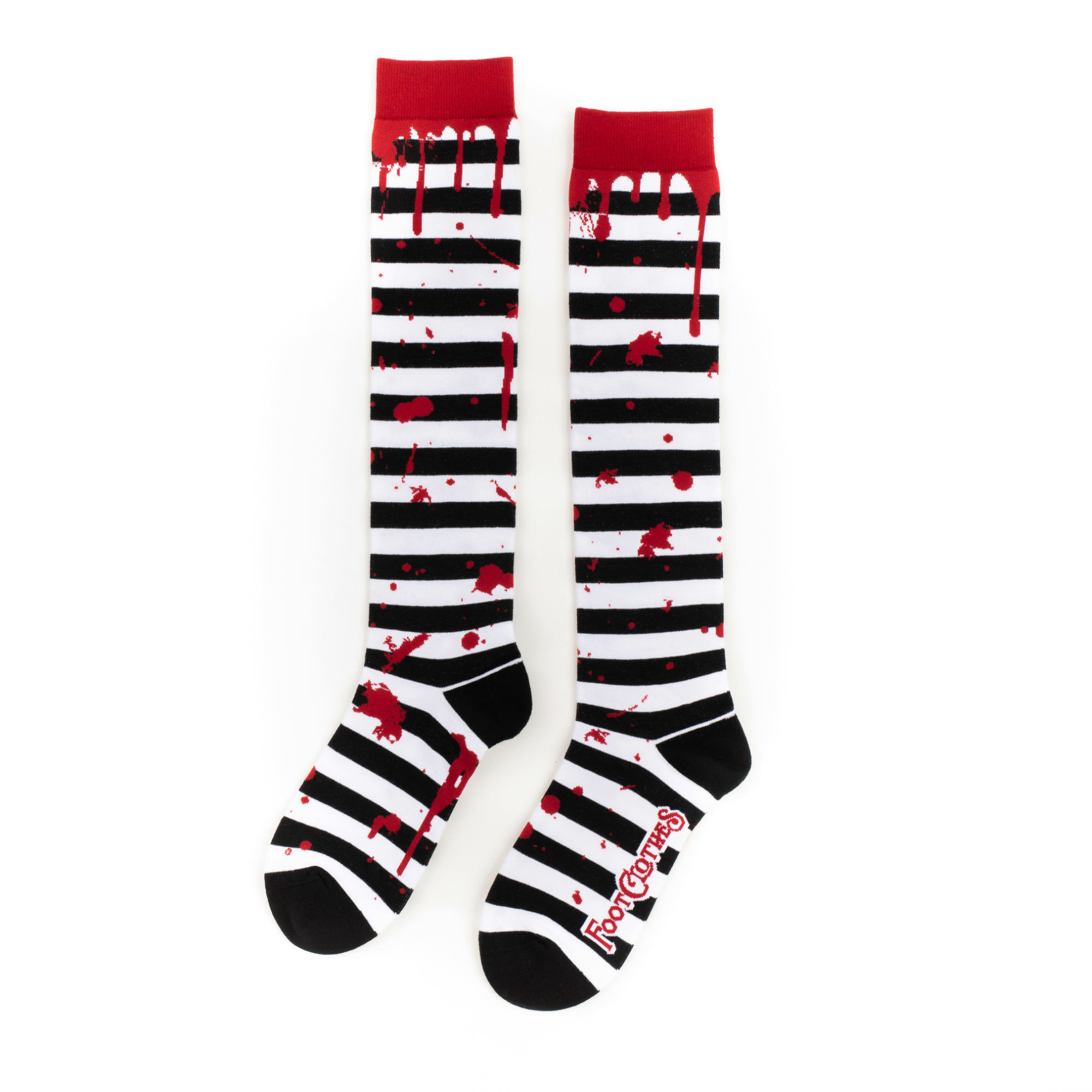 Sanguine Stripes Blood Spatter Knee High Socks