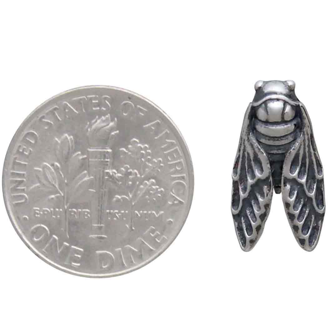 Sterling Silver Cicada Post Earrings 15x8mm