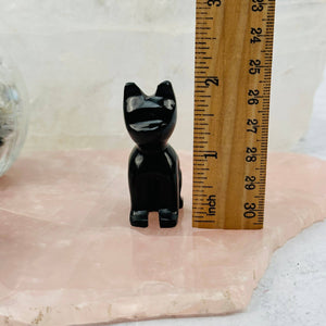 Black Onyx Gemstone Cat - Crystal Cat -