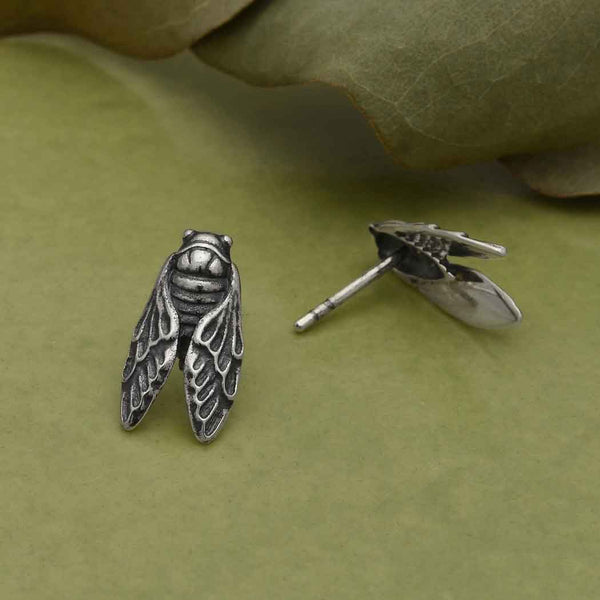 Double Moon Cicada Bar Earrings - Bronze and Sterling Silver Hook high quality Earrings