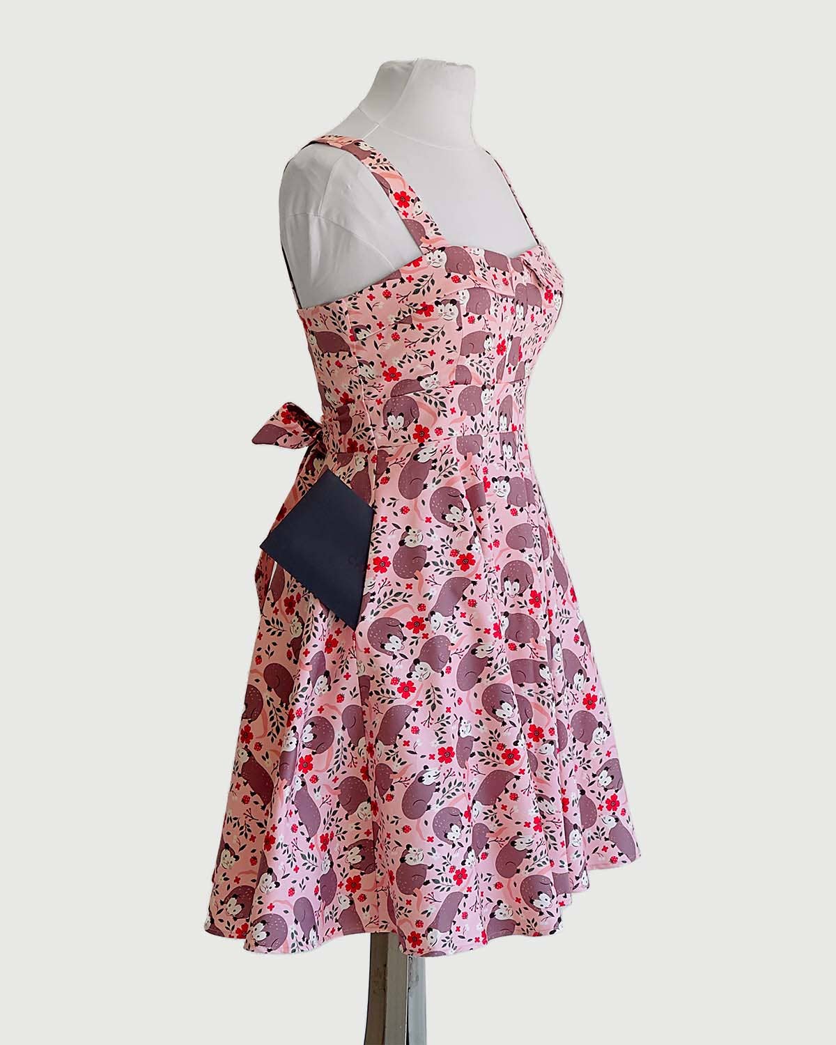 Fold Over Sleeveless Dress W/ Pocket In Possum Print: L