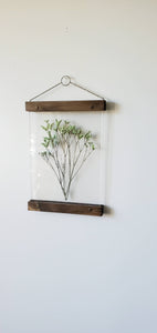 Green floral pressed frame, floating herbarium frame