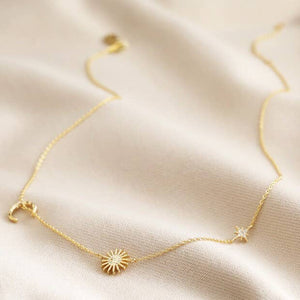 Sun and Moon Chain Necklace in Gold