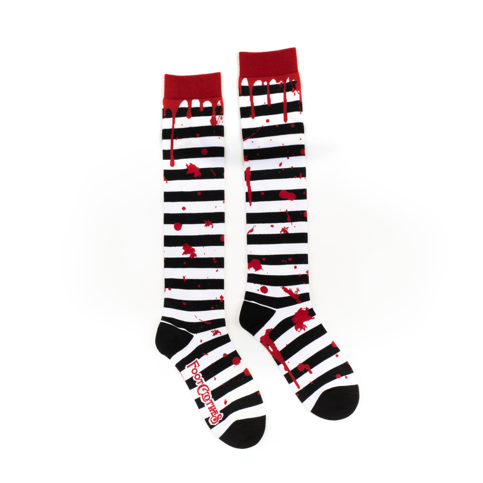 Sanguine Stripes Blood Spatter Knee High Socks